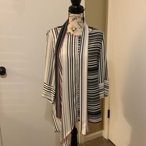 ICby Connie k asymmetrical black and white striped black white, red tie
